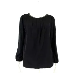 グリーンレーベルリラクシング ユナイテッドアローズ green label relaxing カットソー トップス 異素材 レイヤード ラメ タック 長袖 M 黒 ブラック グレー シルバー