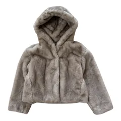 ZARA ザラ フェイクファー フード付きショートコート ブルゾン ベージュ エコファー レディース XSサイズ タグ付き【ZK80】