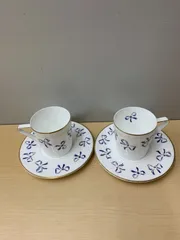 イヴサンローラン  YVES SAINT LAURENT YSL  ペア カップ ソーサー 金縁 リボン 食器