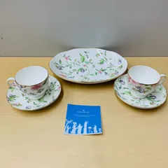WEDGWOOD ウエッジウッド SWEET PLUM ペア カップ ソーサー オーバル プレート プラム 花柄 金縁 食器