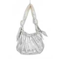 ガニー GANNI ノット オケージョン トップハンドル 巾着バッグ ハンドバッグ シルバー 5855