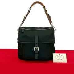 極 美品 PRADA プラダ 三角ロゴ 金具 サフィアーノ レザー 本革 ナイロン ハンドバッグ ワン ショルダーバッグ ブラック ブラウン  83297