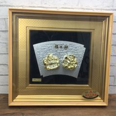 1273 24KGP 金メッキ 福の神 恵比須様 大黒様 七福神 額装 壁掛け