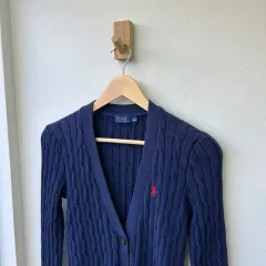 15922 - ポロ ラルフローレン ネイビー ケーブル カーディガン