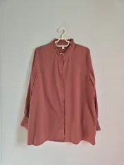 フリルネック ピンク ブラウス 3XL オーバーサイズ