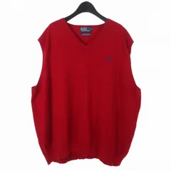ポロ バイ ラルフローレン Polo by Ralph Lauren ニットベスト Vネック コットン 3XB 赤 レッド