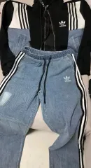 アディダス スタイル トラック ジャケット + デニム トラック パンツ セット