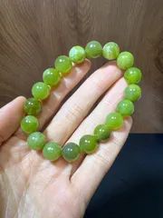 天然岫玉　ブレスレット11㍉約17㌢★め14★