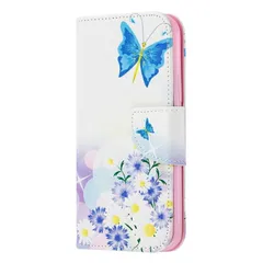 iPhone11Pro 手帳型スマホケース おしゃれ 水彩画 カラフル 蝶々 フラワー 花 アート イラスト レザー 合皮 マグネット開閉 カード収納 スタンド 閉じたまま通話可能