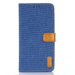 iPhone11Pro 手帳型スマホケース デニム生地 レザーパッチ 合皮 マグネット開閉 カード収納 スタンド 閉じたまま通話可能