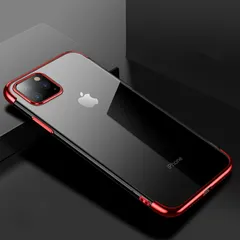 iPhone11Pro スマホケース 背面ケース ソフトケース 縁入りクリアケース 透明 フチカラー フチ フレーム メタリック メッキ TPU素材 マイクロドット加工 密着痕防止