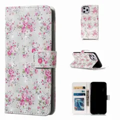 iPhone11Pro 手帳型スマホケース ホログラム イラスト アート フラワー レザー 合皮 マグネット開閉 カード収納 スタンド 花柄