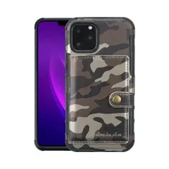 iPhone11Pro スマホケース 背面ケース 迷彩柄 カモフラ柄 カードケース付き 耐衝撃 角クッション 四隅強化 おしゃれ PU+TPU PUレザー TPU素材
