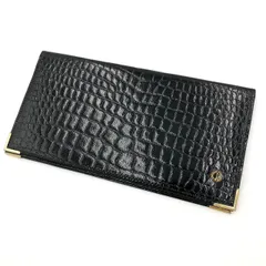 【未使用に近い】ダンヒル  長財布 クロコ型押し レザー ブラック 黒 dunhill