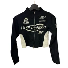 C453 WEGO（ウィゴー）ハーフジップ クロップドニット Y2K ブラック フリーサイズ