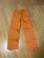 アディダス オレンジ色 3本線 ジャージ ズボン サウナスーツ ズボン
