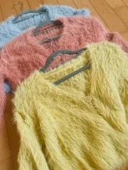 アンゴラファー カーディガン (パステル)