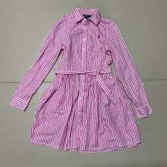 ポロ キッズ ピンク ストライプ シャツワンピース 8 サイズ