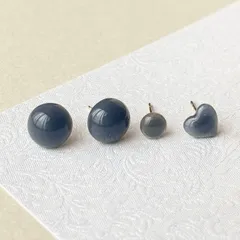 インディゴブルー ハート 丸 プチ ピアス ステンレス 4点セット 小さめ 小ぶり【438】