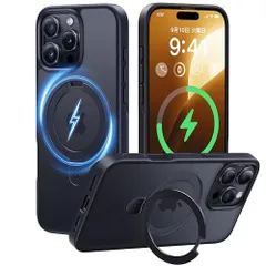 【8年の匠心開発 高耐久スタンド構造】CASEKOO for iPhone 16 pro ケース【MagSafe対応／米軍MIL規格 耐衝撃】隠しスタンド 縦横立て対応 25W ワイヤレス充電対応 マット仕上げ 指紋防止 黄変防止 半透明 ストラップホール付s