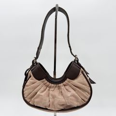 CELINE（セリーヌ）マカダム ギャザー ショルダーバッグ ピンク×ブラウン