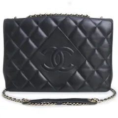 シャネル マトラッセ フルフラップ ダイアモンド CC ラムスキン ブラック 2WAY チェーン ショルダー ハンドバッグ 斜め掛け レザー ゴールド金具 CHANEL（中古）