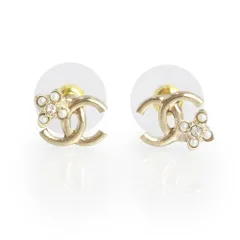 シャネル ABC107 ココマーク フラワー ラインストーン パール シャンパンゴールド ミニ ピアス 箱付 CHANEL（新品・未使用品）