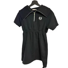 C453 ems excite（エムズエキサイト）ハーフジップ スウェット ミニワンピース フリーサイズ ブラック ガーリー