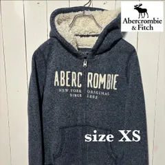 【古着】 Abercrombie&Fitch(アバクロ)ジップアップパーカー XS ブルー USA製 裏ボア アメカジ 美品
