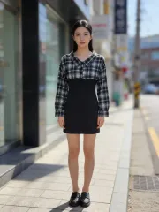 レディース チェック柄ONE PIECE/シャツ型ONE PIECE/レディース ファッション