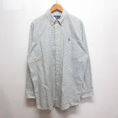 ラルフローレン RALPH LAUREN チェック柄 長袖 ボタンダウン コットン シャツ L オフホワイト ポニー刺繍 正規品