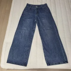 ダブルボタン ワイドデニム