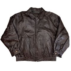 90s ST JOHN'S BAY Genuine Leather JKT XL BROWN セントジョンズベイ