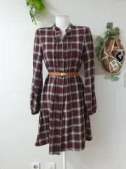 LYNN シャツワンピース グラチェック ミディ 55 レッド