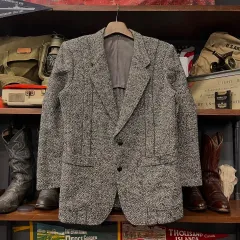 90s ランバン ヘリンボーン チェック パータン ウール テーラード ブレーザー ブランド スーツ N000