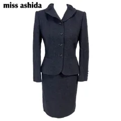 【美品】 ミスアシダ　ウエストゴムウールスカートセットアップ 7 ネイビー