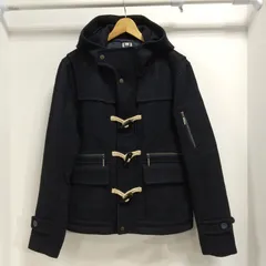 ks128◆ダッフルコート コート メンズ Mサイズ ダークネイビー フード付き 左腕にポケット付き