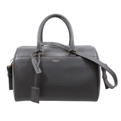 SAINT LAURENT PARIS クラシック ダッフル6 レザー ブラック ハンドバッグ ゴールド 322049