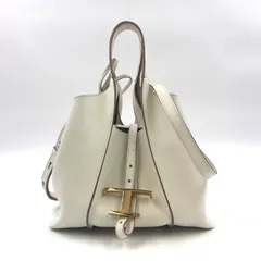 TOD'S タイムレス ショルダーバッグ レザー ホワイト ハンドバッグ ゴールド