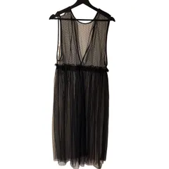 C453 AS KNOW AS PINKY（アズ ノゥ アズ ピンキー） チュールフルスリーブOP ドット シースルー レイヤード お洒落 重ね着 ワンピース ノースリーブ