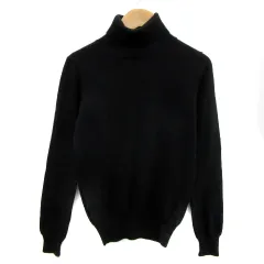 ナチュラルビューティーベーシック NATURAL BEAUTY BASIC ニット カットソー 長袖 タートルネック 無地 S 黒 ブラック /YS19