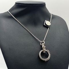 DIESEL リングネックレス シルバー ブラック - メルカリ