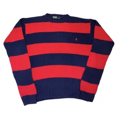 POLO Ralph Lauren COTTON KNIT M レッド ネイビー ポロラルフローレン コットンニット ボーダー 古着