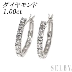 K18WG ダイヤモンド ピアス 1.00ct フープ
