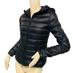 5 美品★MONCLER・モンクレール【BLES】レディース ブランドアイコンワッペン フード付 ダブルジップ ライト ダウンジャケット 2021年モデル (00) レディースダウンジャケット ブラック カジュアル 秋冬物 アウター ブランド