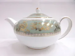 ウェッジウッド WEDGWOOD コロンビア セージグリーン ティーポット グリーン系×ホワイト 金彩 食器 箱付