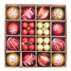 クリスマス オーナメント 豪華 44個入り ボール セット 北欧風 クリスマス ボール クリスマス ツリー 飾り 飾り付け おしゃれ ゴージャス 部屋 喫茶店 店舗デコレーション 新年 家庭用 雰囲気が 装飾 (レッド ゴールド) 1