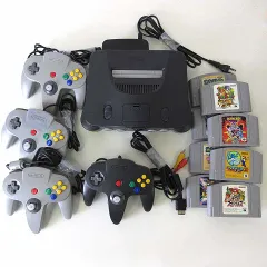 Nintendo 64 任天堂 ニンテンドー64 本体 ゲーム機 NUS-001 ジャンク コントローラー 4個 セット ソフト8本 AVケーブル マリオパーティー マリオテニス 大乱闘スマッシュブラザーズ