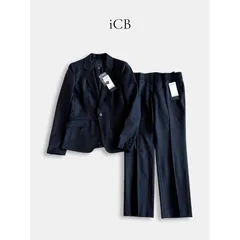 【タグ付き】iCB パンツスーツ ブラック テーラードジャケット×パンツ 日本製 きれいめ 通勤 オフィス フォーマル