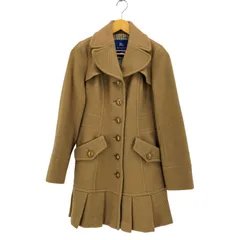 バーバリーブルーレーベル BURBERRY BLUE LABEL 裏地チェック 金ボタン ウール チェスター コート レディース EUR：38 